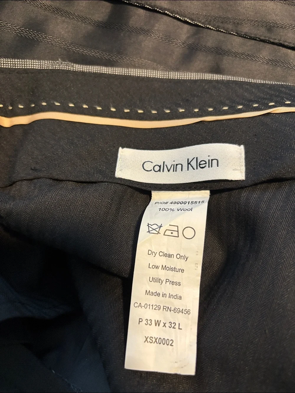 Calvin Klein Men's Gray 100% Wool Two-Button Career Wear Suit Jacket